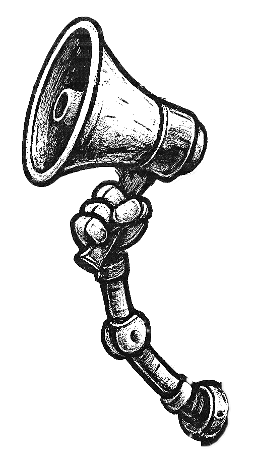 Robot arm with megaphone